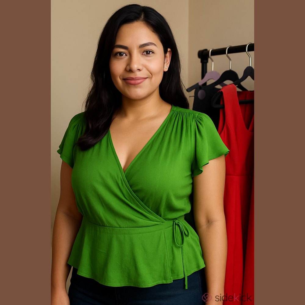 Zara Women's Green Wrap Blouse